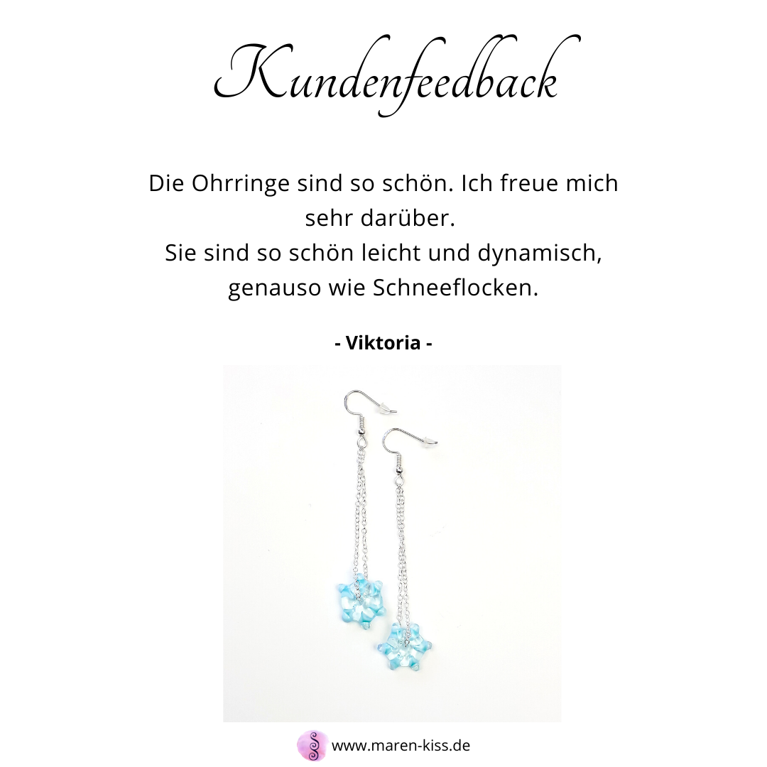 Handgedrehte Glasperle in Schneeflocken-Design