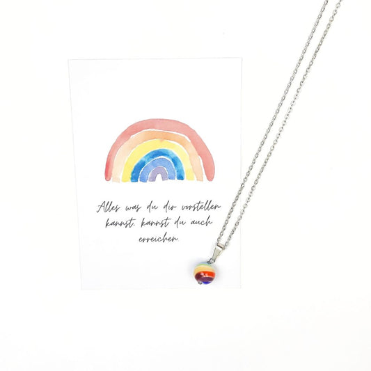 Silberkette mit Regenbogen Glasperle