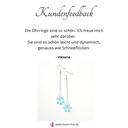 Handgedrehte Glasperle in Schneeflocken-Design