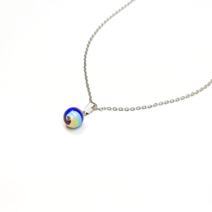 Silberkette mit Regenbogen Glasperle