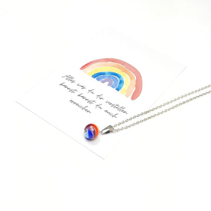 Silberkette mit Regenbogen Glasperle