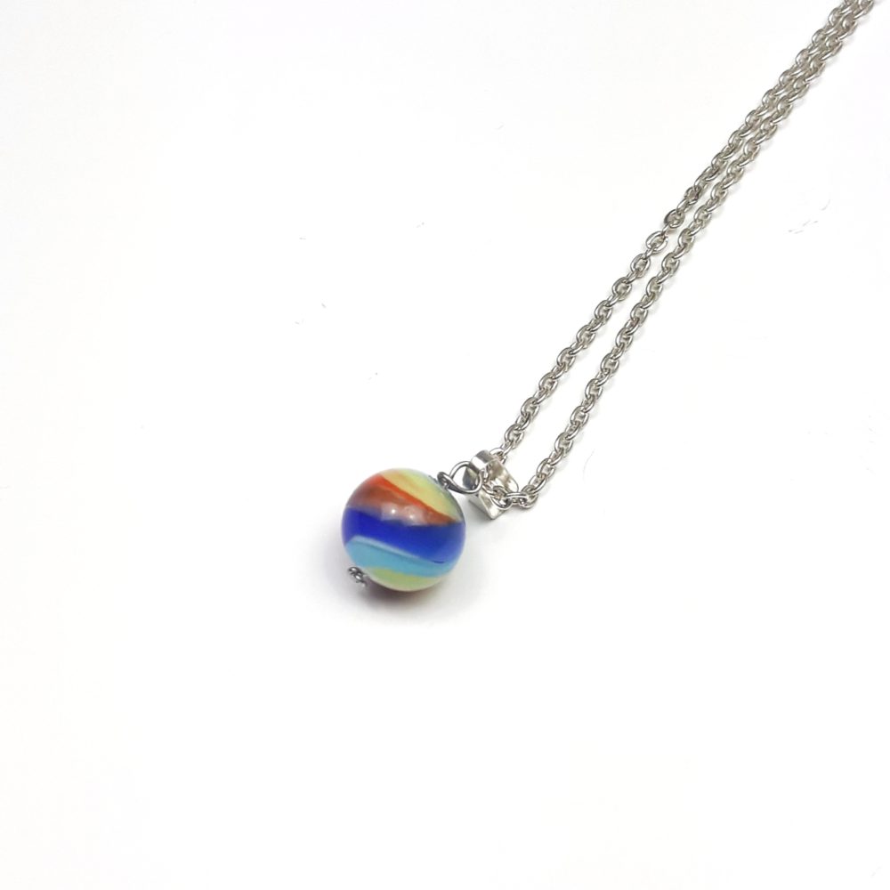 Silberkette mit Regenbogen Glasperle