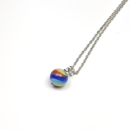 Silberkette mit Regenbogen Glasperle