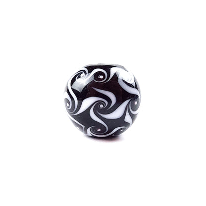 handgefertigte Glasperle schwarz-wirbel