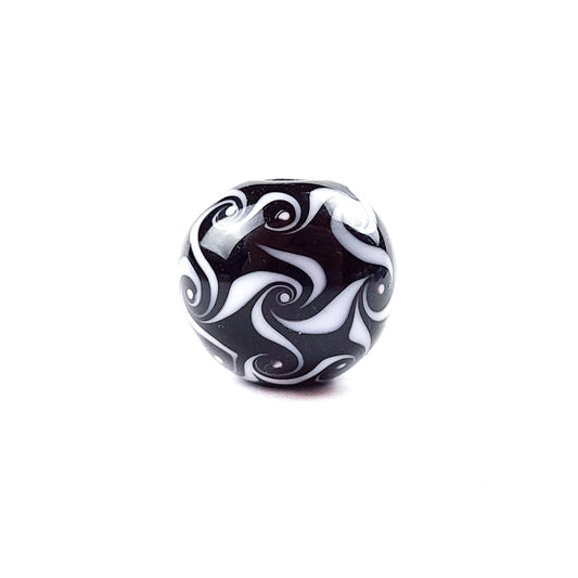 handgefertigte Glasperle schwarz-wirbel